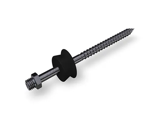 The PREFA pipe bracket bolt for ETICS pipe bracket plugs Ø 10 mm is available in sizes 80, 140, 200 and 330 mm and comes with a protective plastic cap, which provides a precise and secure fastening solution for pipe brackets.