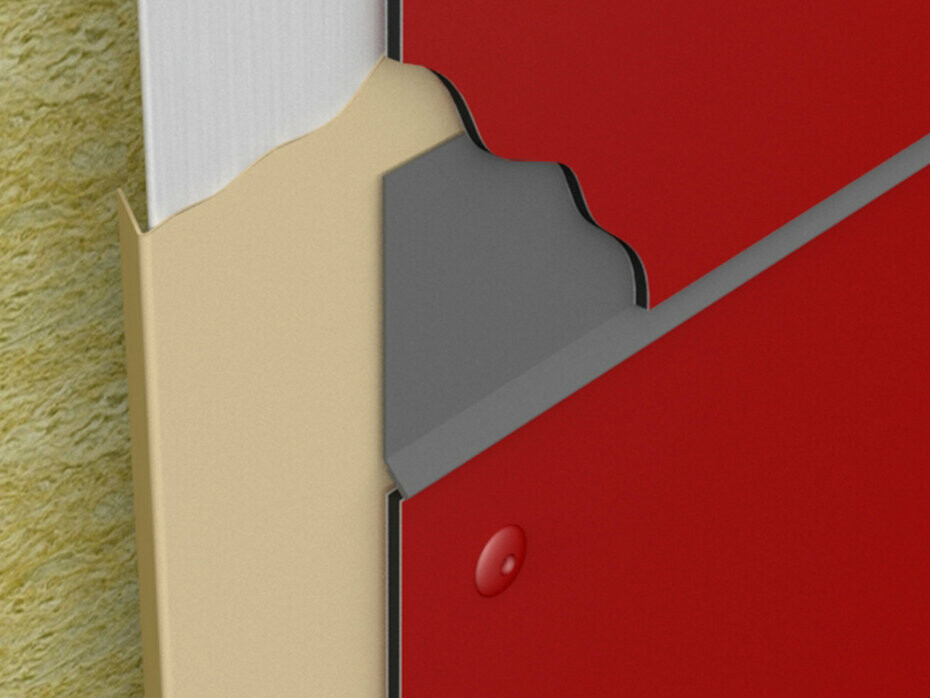 Animation of the joint backing strip for PREFA aluminium composite panels, PREFABOND